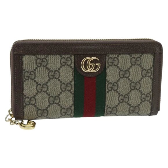 GUCCI GG Ophidia WebSherry Line Wallet PVC Beige Red Green Auth ep6413V - Picture 1 of 16